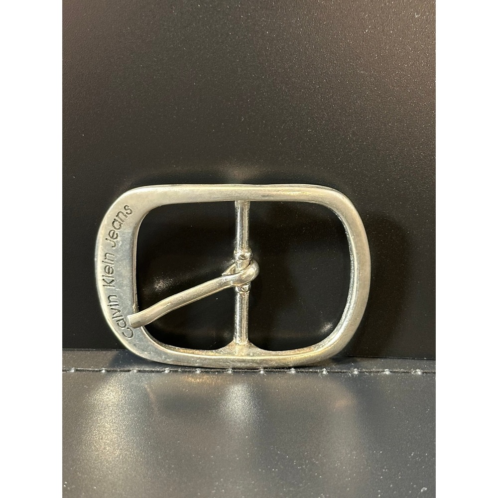 Calvin Klein Jeans Silver Tone Rectangular Belt Buckle Replacement Engraved Logo